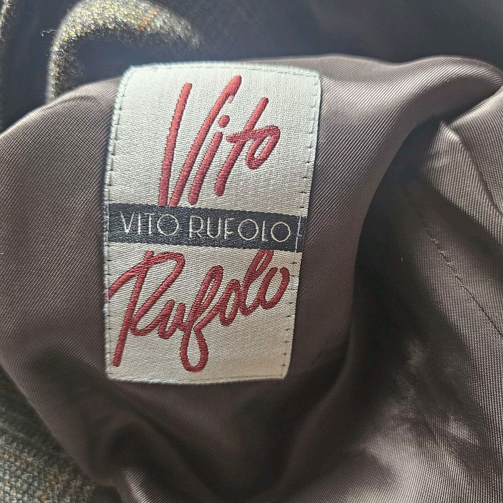 Vito Rufolo Sport Coat Jacket 100% Wool 42R Made in Italy Brown Windowpane Plaid - Picture 10 of 11